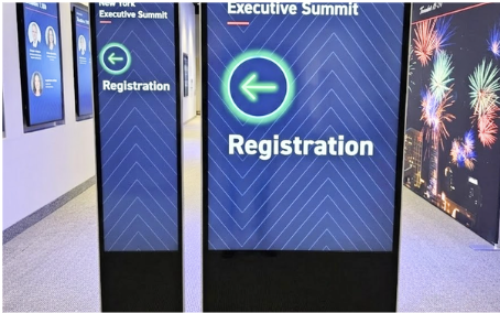 The wayfinding signage standing boards allows attendees to navigate between the Exhibition and the Conferences.